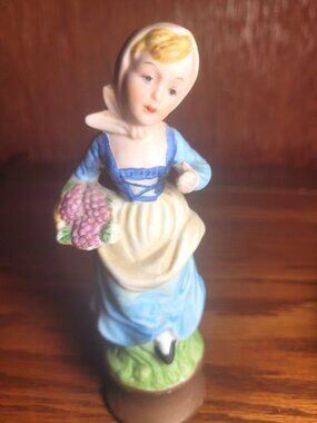 1954 Ardalt Japan Bisque Porcelain Girl with Grapes Figurine
